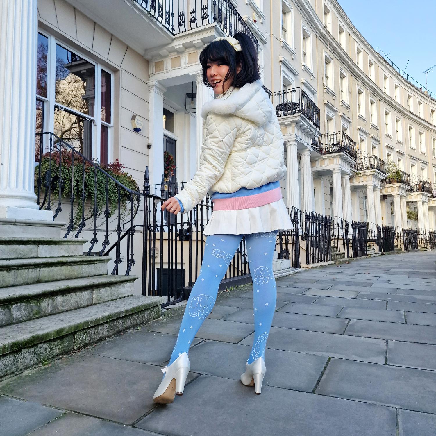 80 Denier blickdichte Strumpfhose - Woodcut Clouds