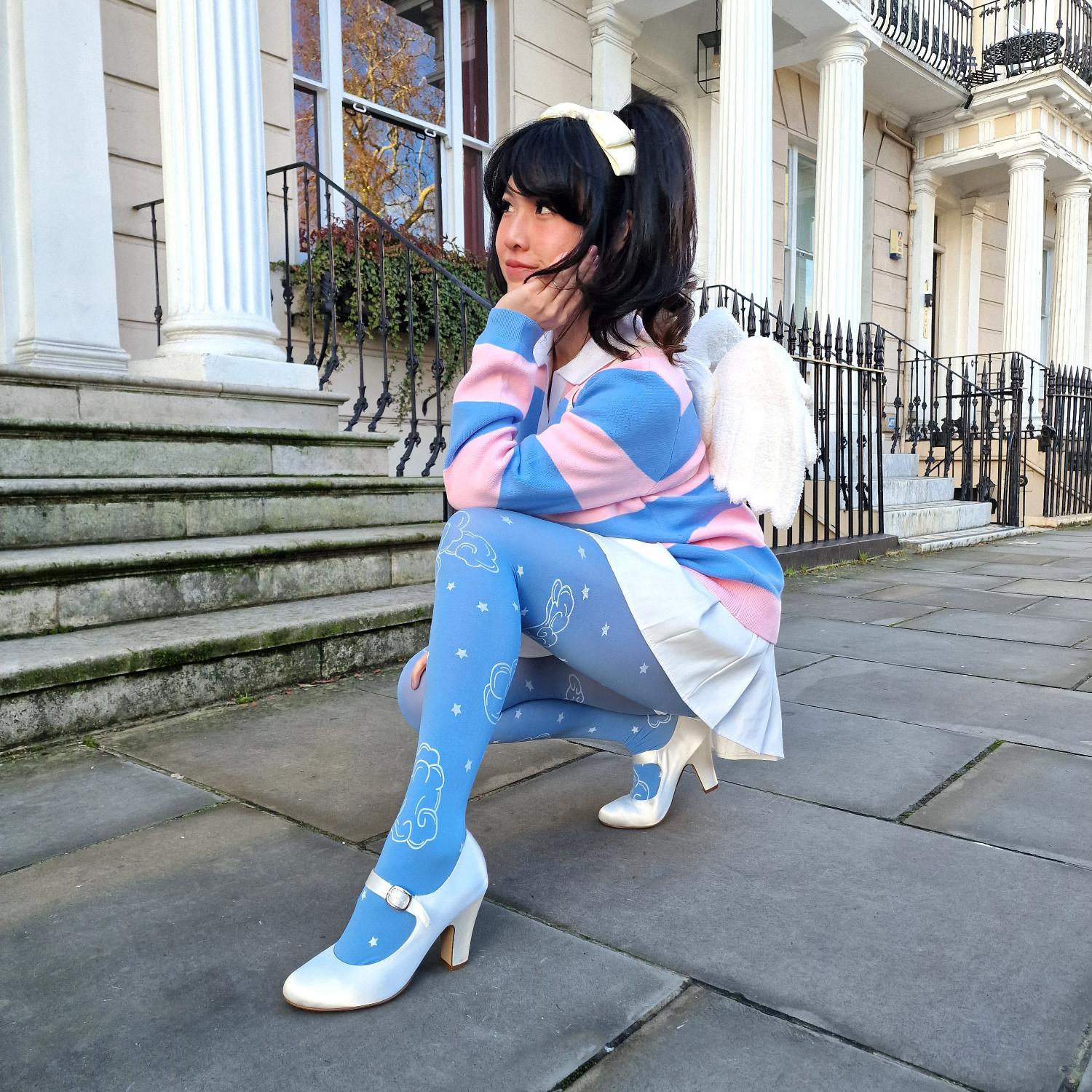 80 Denier blickdichte Strumpfhose - Woodcut Clouds