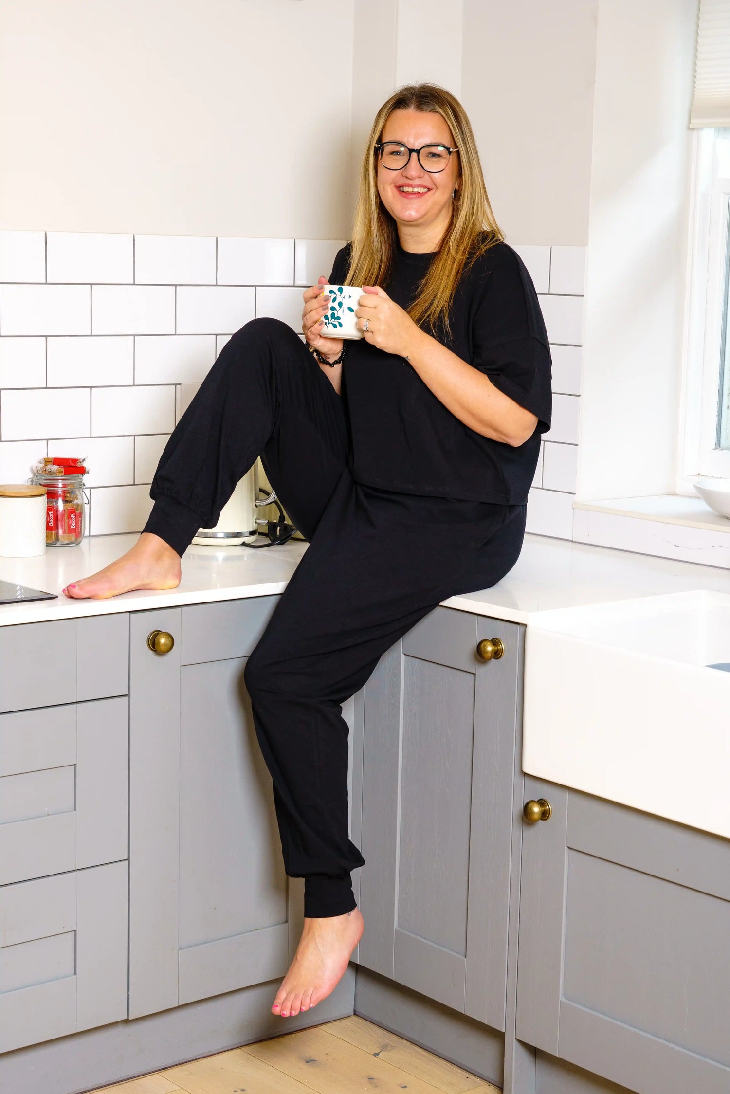 Bio-Baumwoll-Pyjama - Uni Schwarz