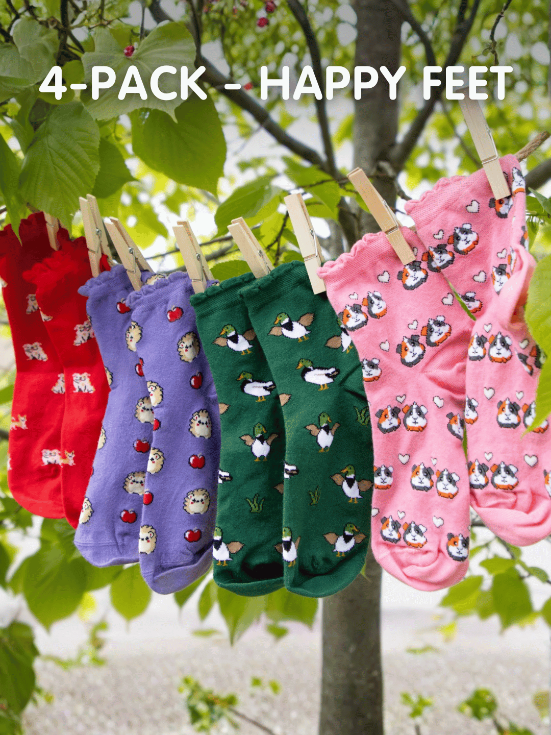 4 Pack Bamboo Ankle Socks - Happy Feet Bundle