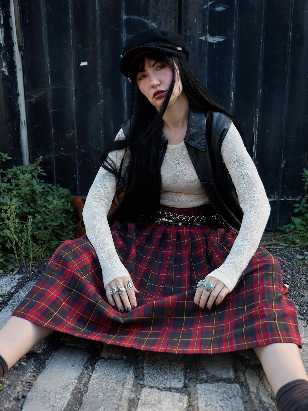 Rum Mesh-Spitzentop mit Rosen - Cream
