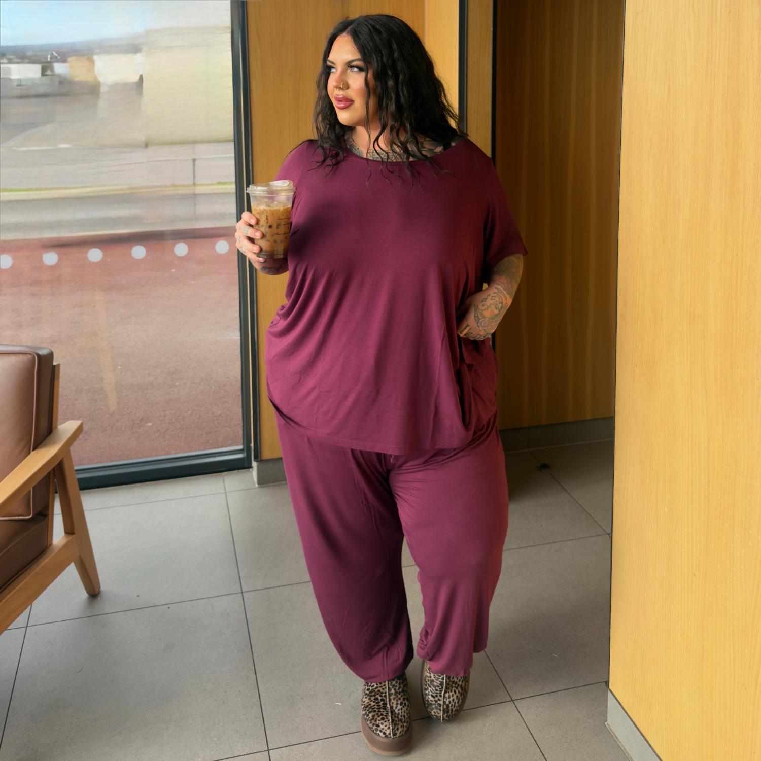 Bambus Lounge-T-Shirt - Cherry