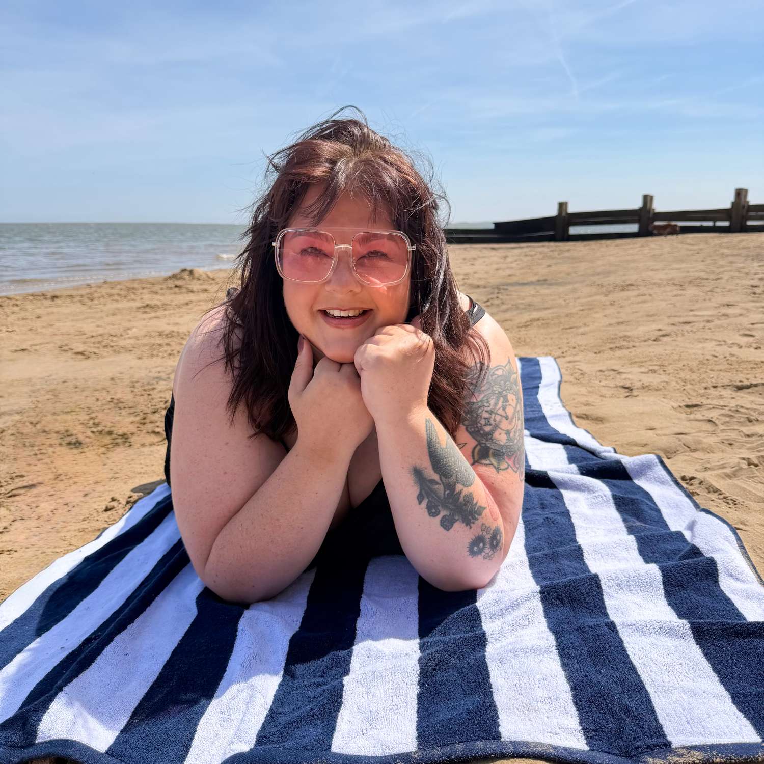 Big Softee 2-in-1 Strandtuch-Tasche – Navy/White