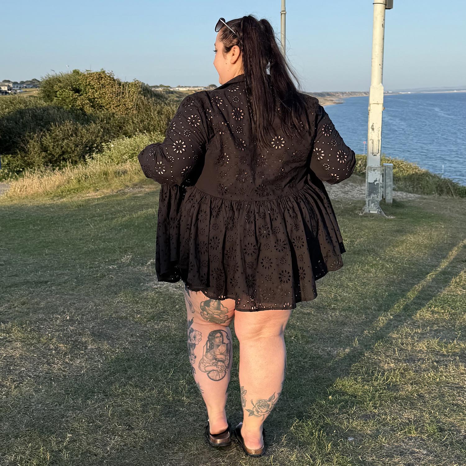 Broderie Anglaise Bluse - Schwarz