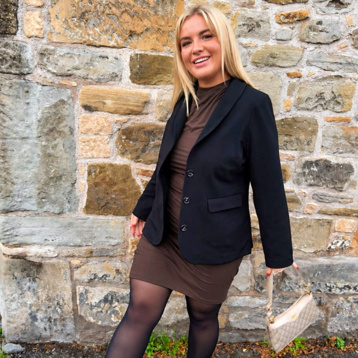 Geschneiderter Ponte-Roma-Blazer - Schwarz