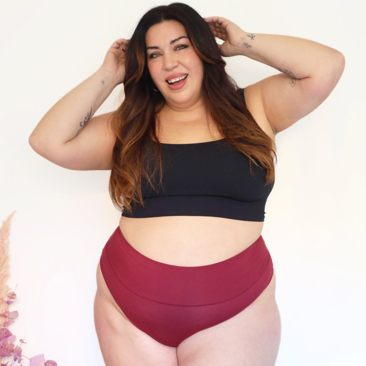 Bio-Baumwolle Cheeky High Leg Slips-  Blutrot