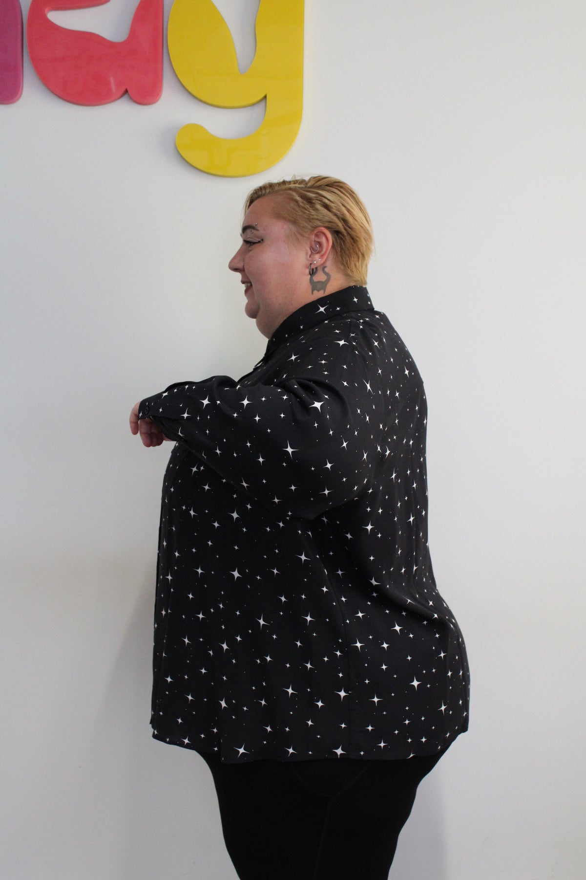 Tailliertes Webhemd aus Viskose - Night Sky