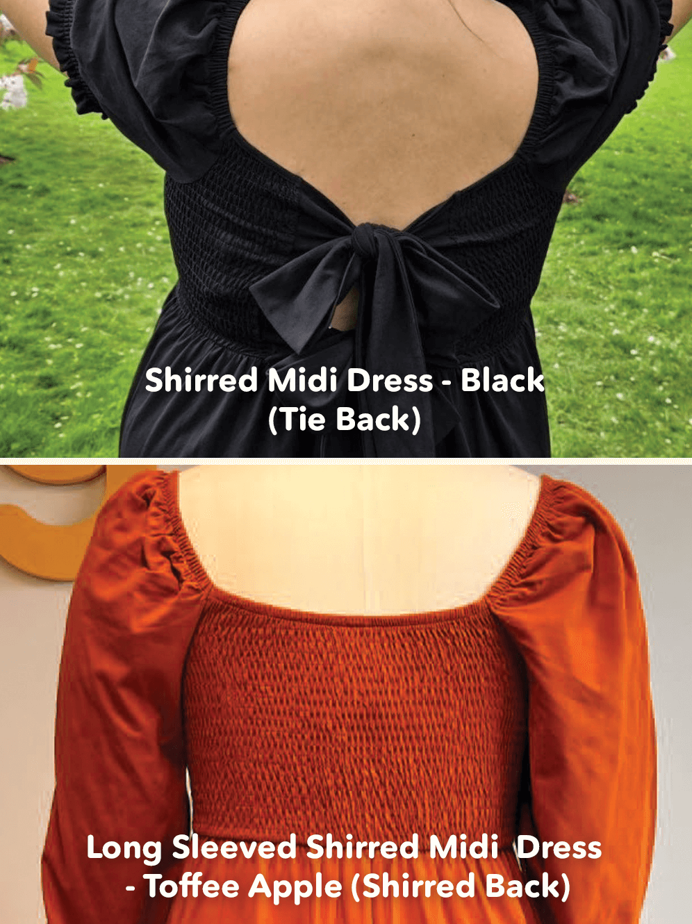 Langärmliges gerafftes Midikleid - Toffee Apple