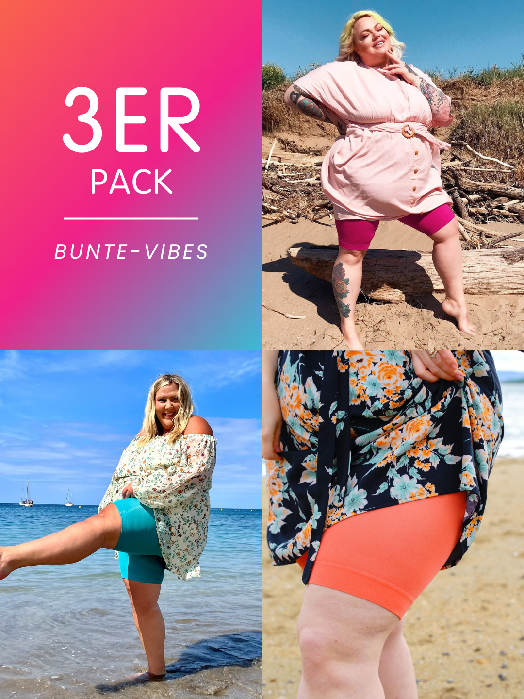 3er-Pack Bunte-Vibes Bundle – Stay Cool Chub Rub Shorts