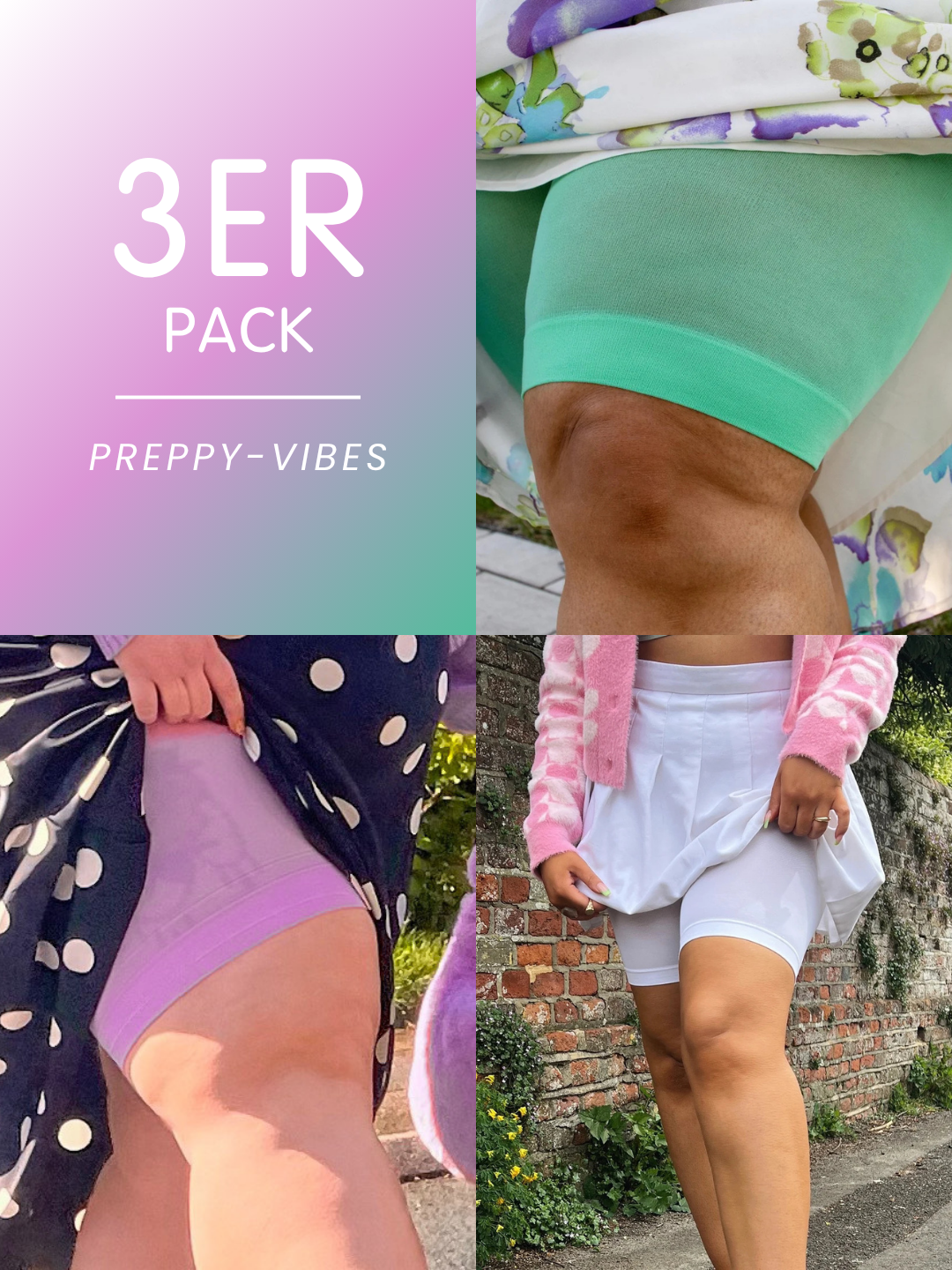 3er-Pack Preppy Vibes Bundle – Stay Cool Chub Rub Shorts