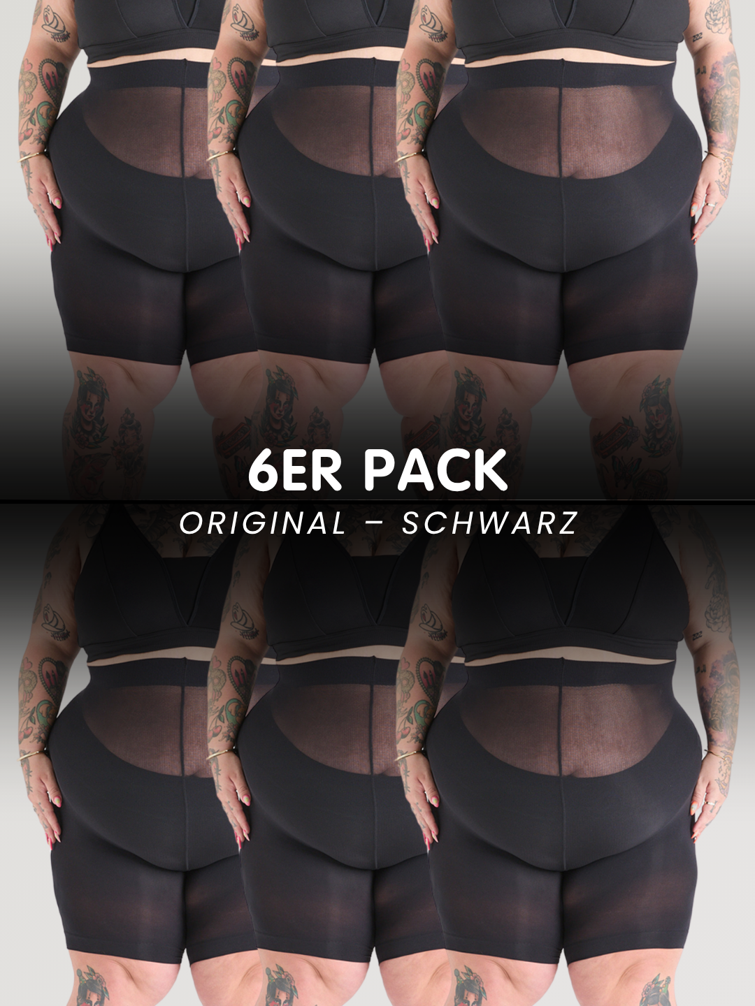 6er-Pack Original – Schwarz Bundle – Stay Cool Chub Rub Shorts