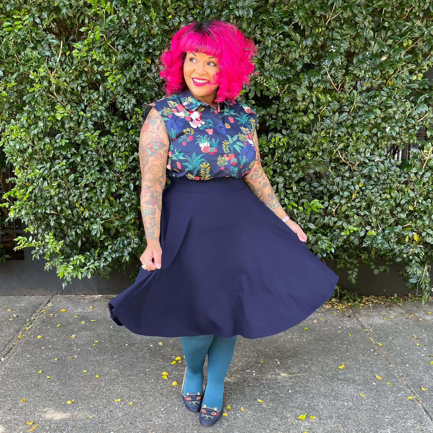 Flare kjol - Marinblå