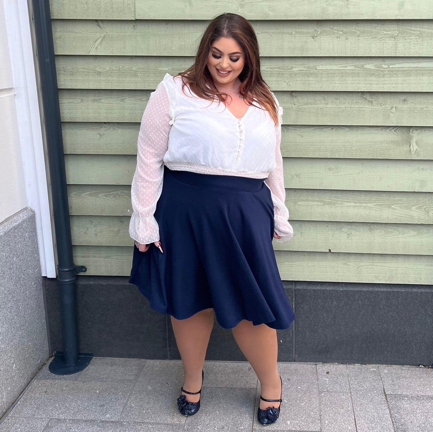 Flare kjol - Marinblå