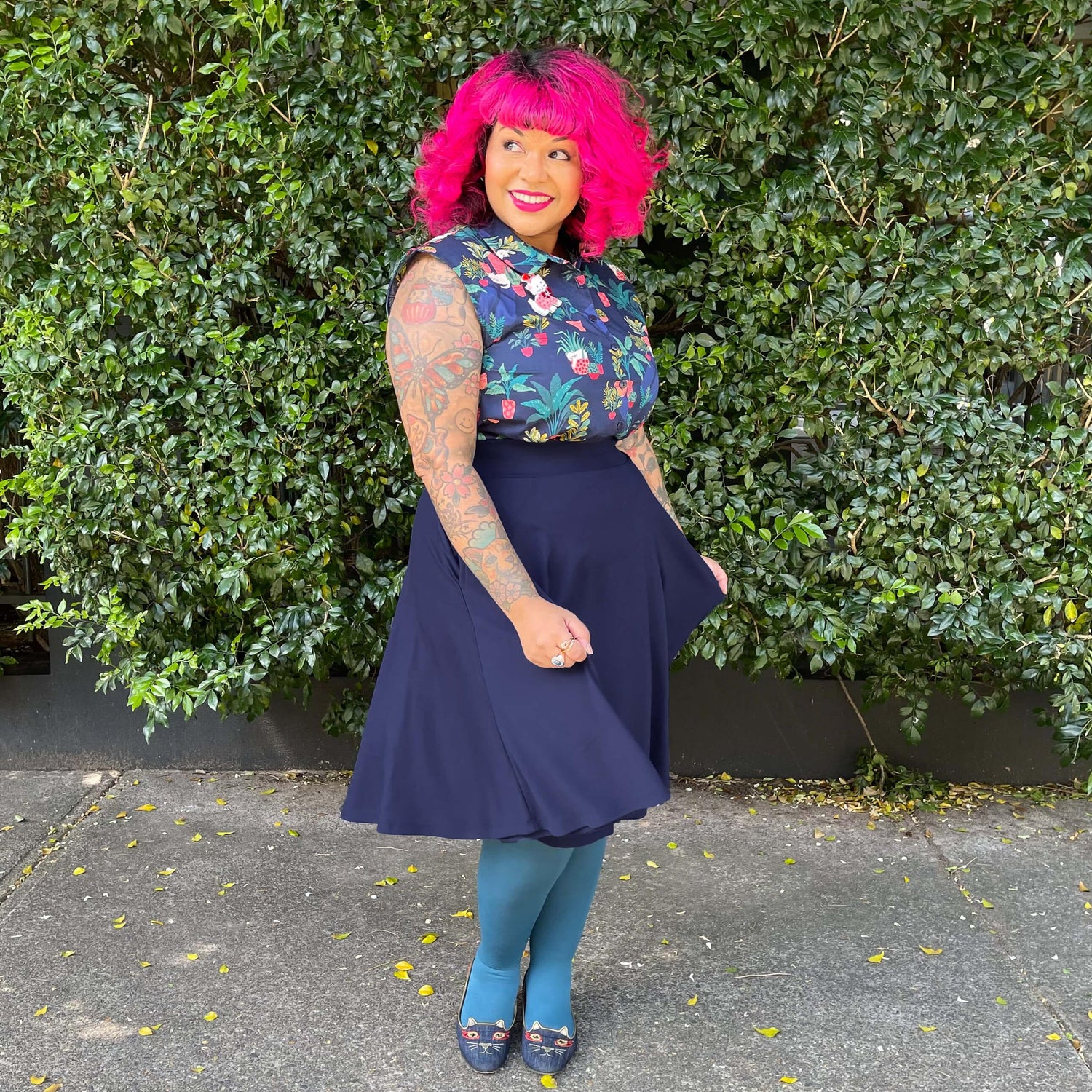 Flare kjol - Marinblå