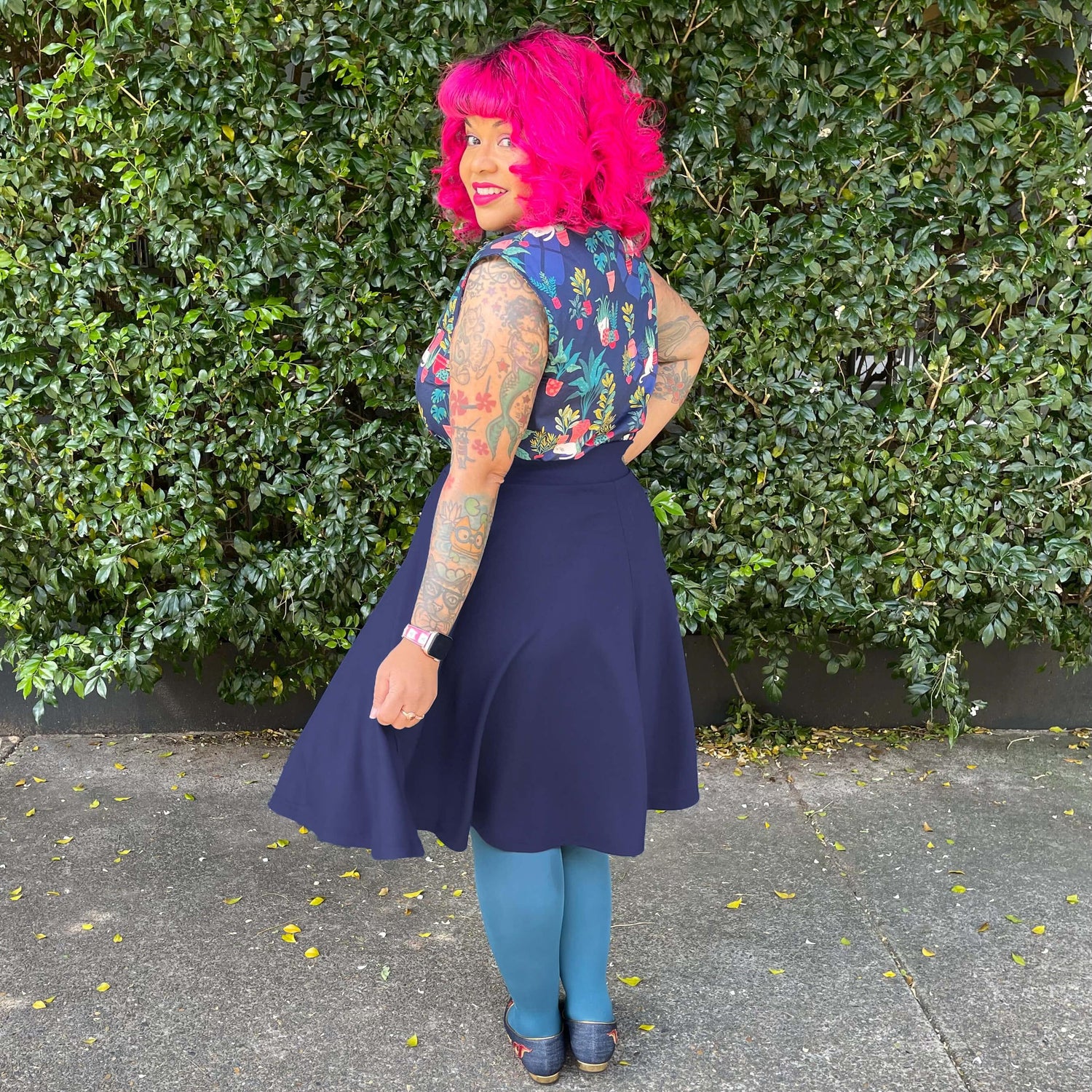 Flare kjol - Marinblå