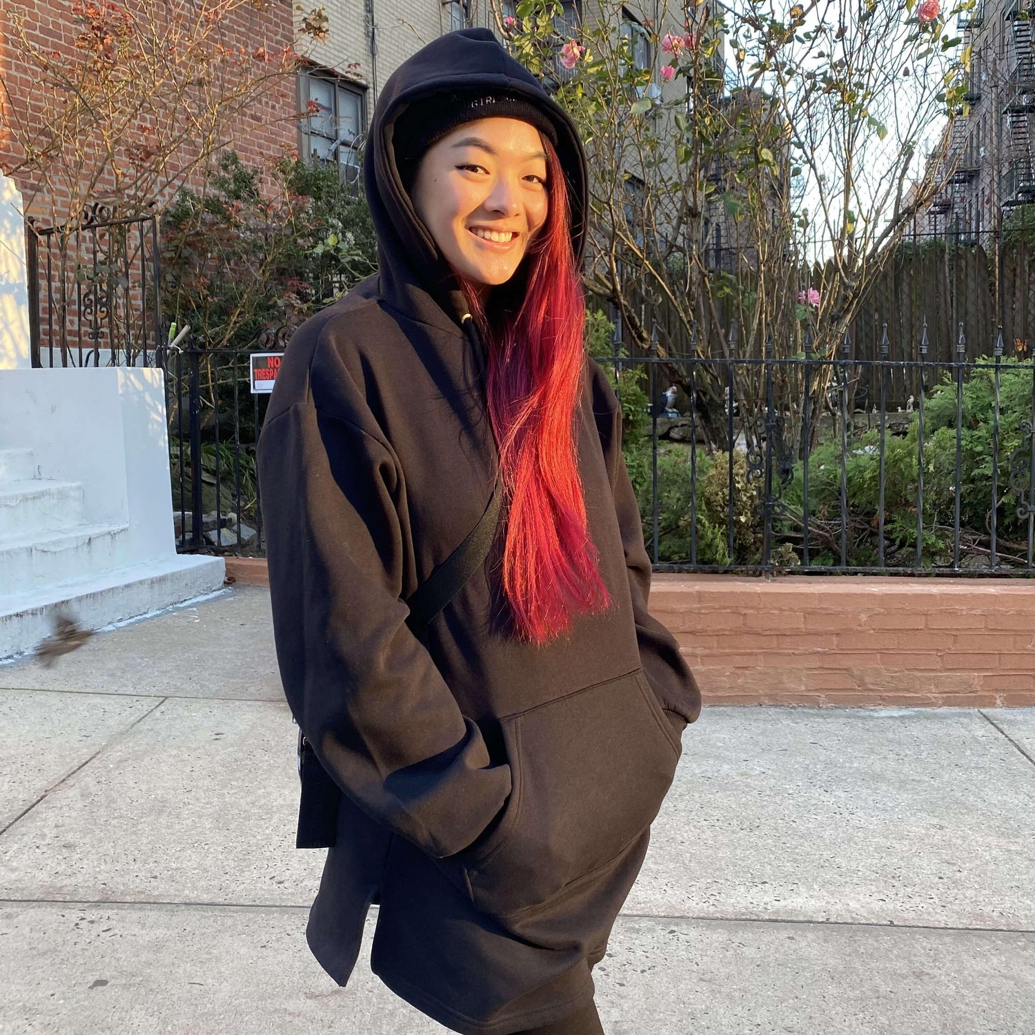 Bio-Baumwolle Longline Hoodie - Schwarz