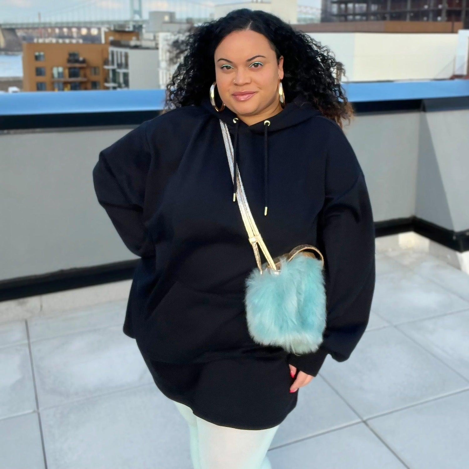 Bio-Baumwolle Longline Hoodie - Schwarz