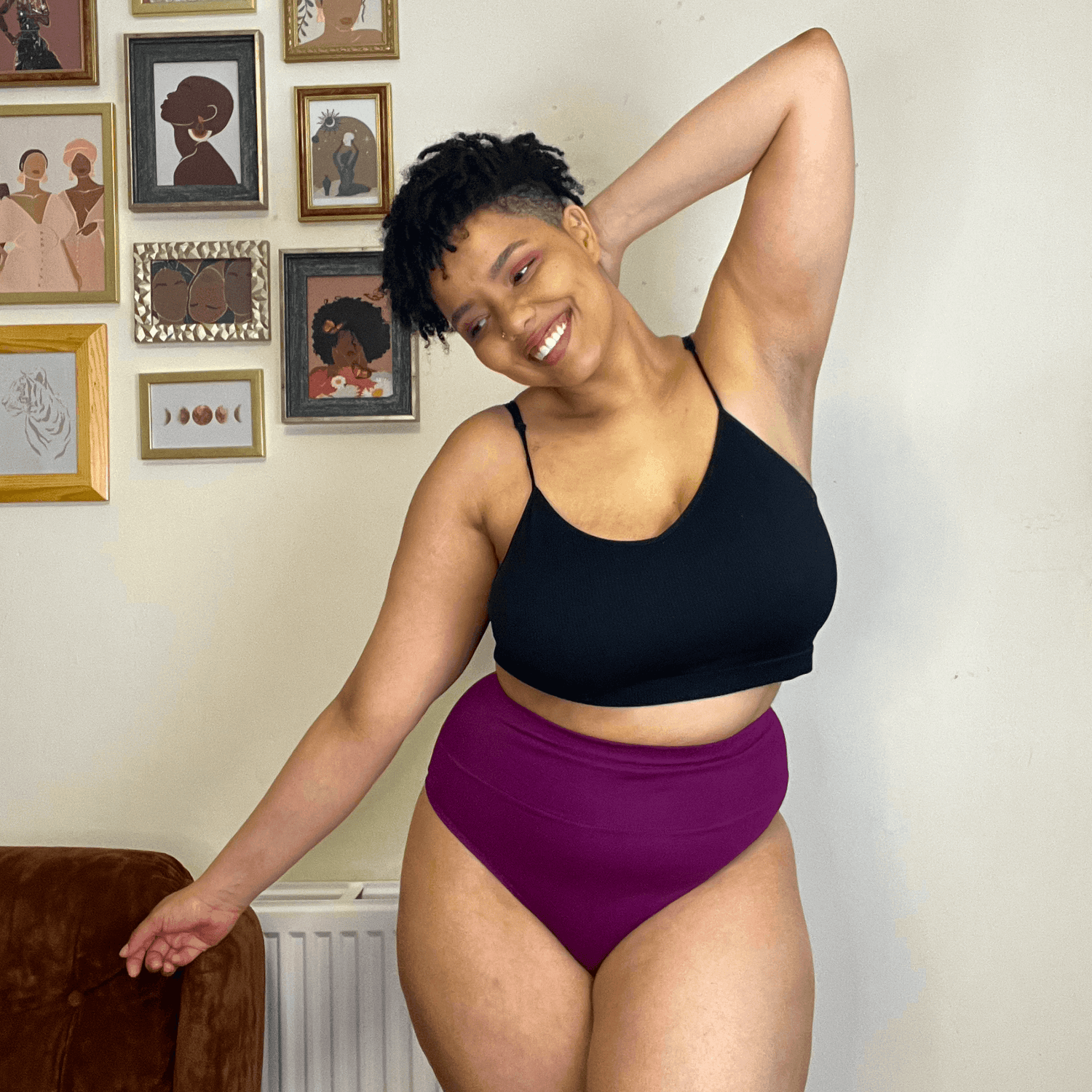 Bio-Baumwolle Cheeky High Leg Slips- Figgy Pudding