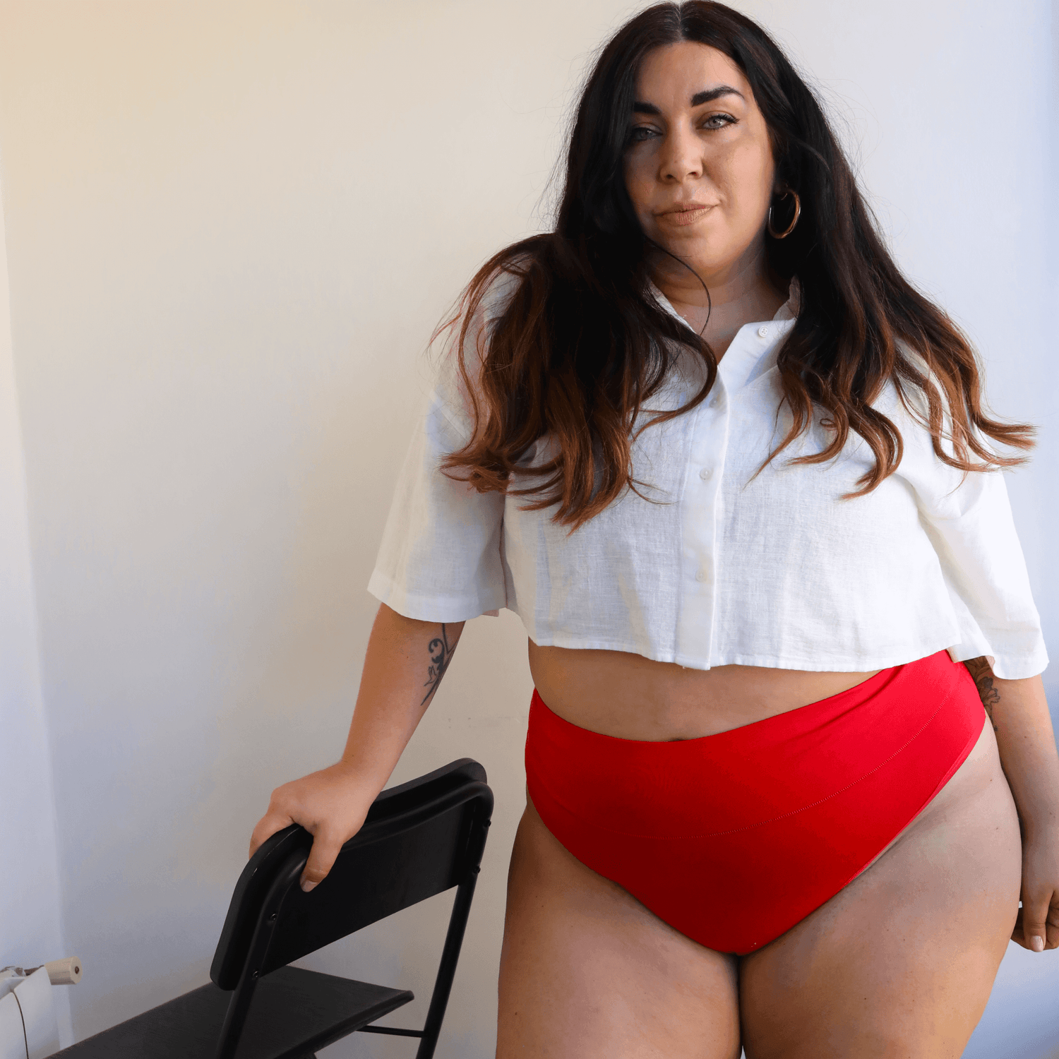 Organiczne bawełniane figi z wysokim stanem i wycięciami - Lobster