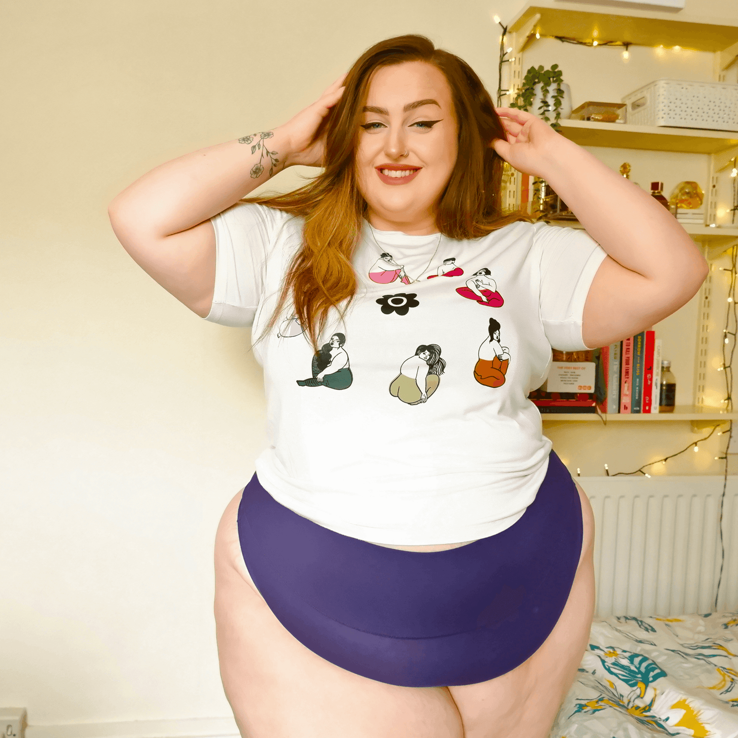 Organiczne bawełniane figi z wysokim stanem i wycięciami - Suffragette Purple