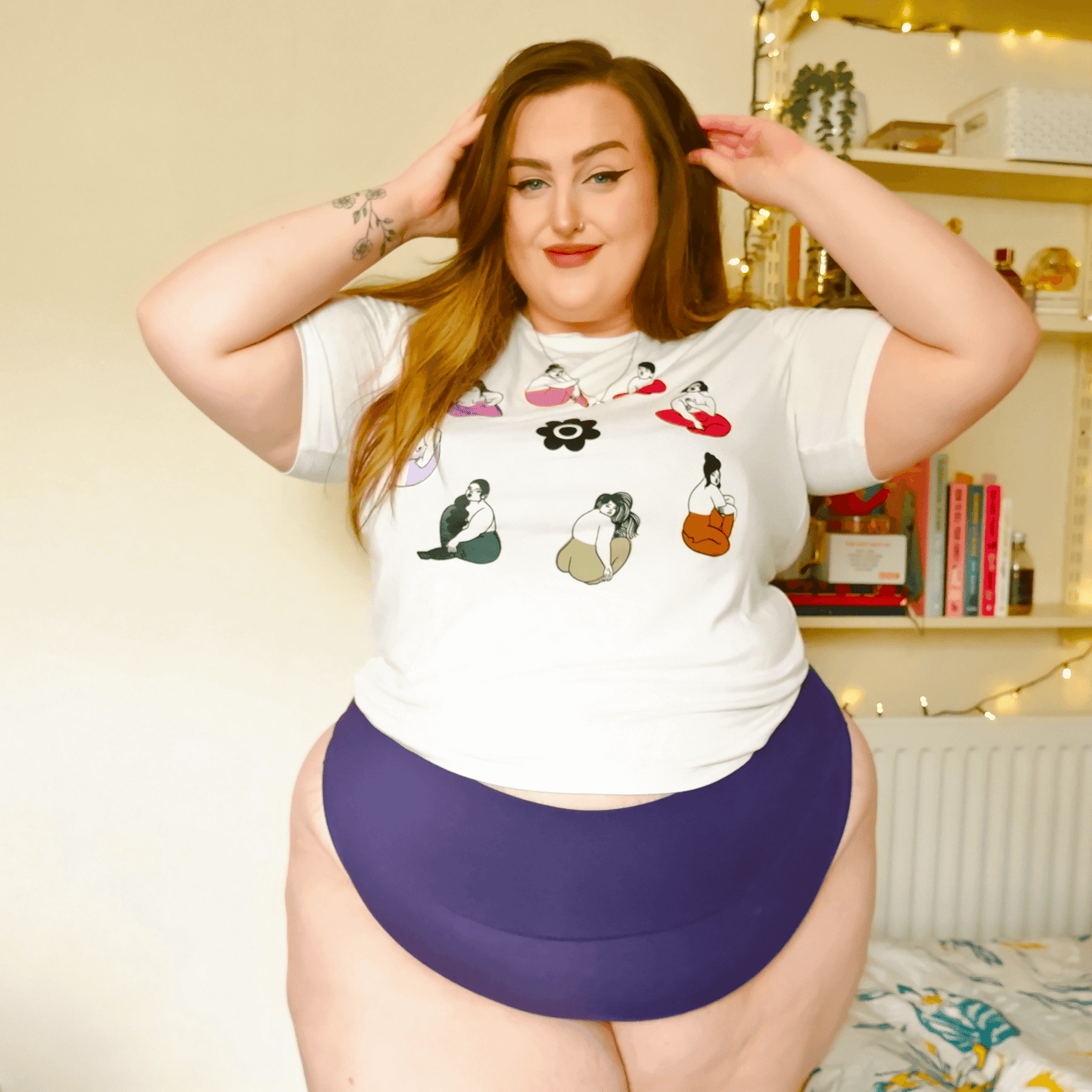 Organiczne bawełniane figi z wysokim stanem i wycięciami - Suffragette Purple