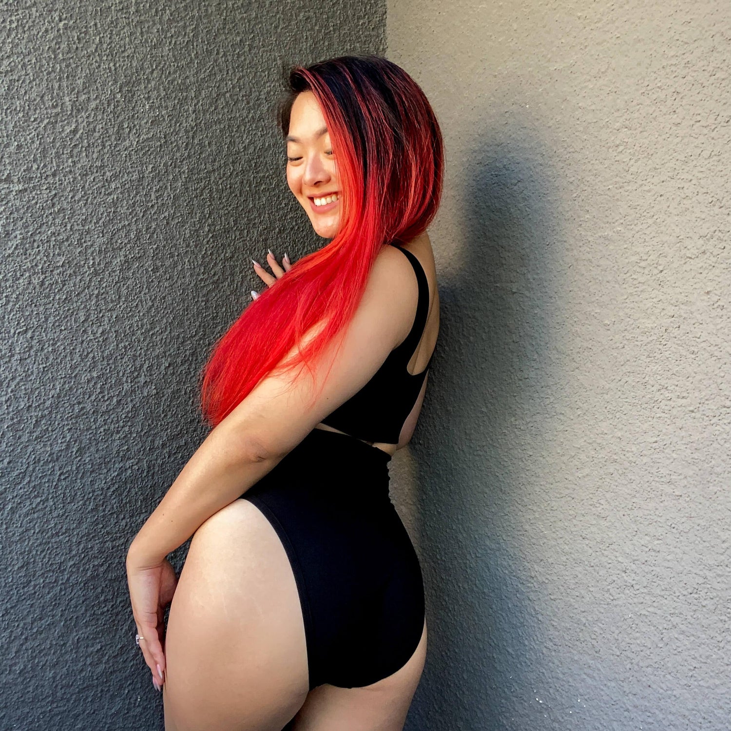 Bio-Baumwolle Super High Leg Slips - Schwarz