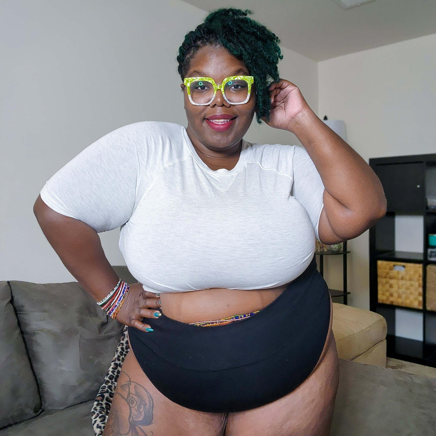 Bio-Baumwolle Super High Leg Slips - Schwarz