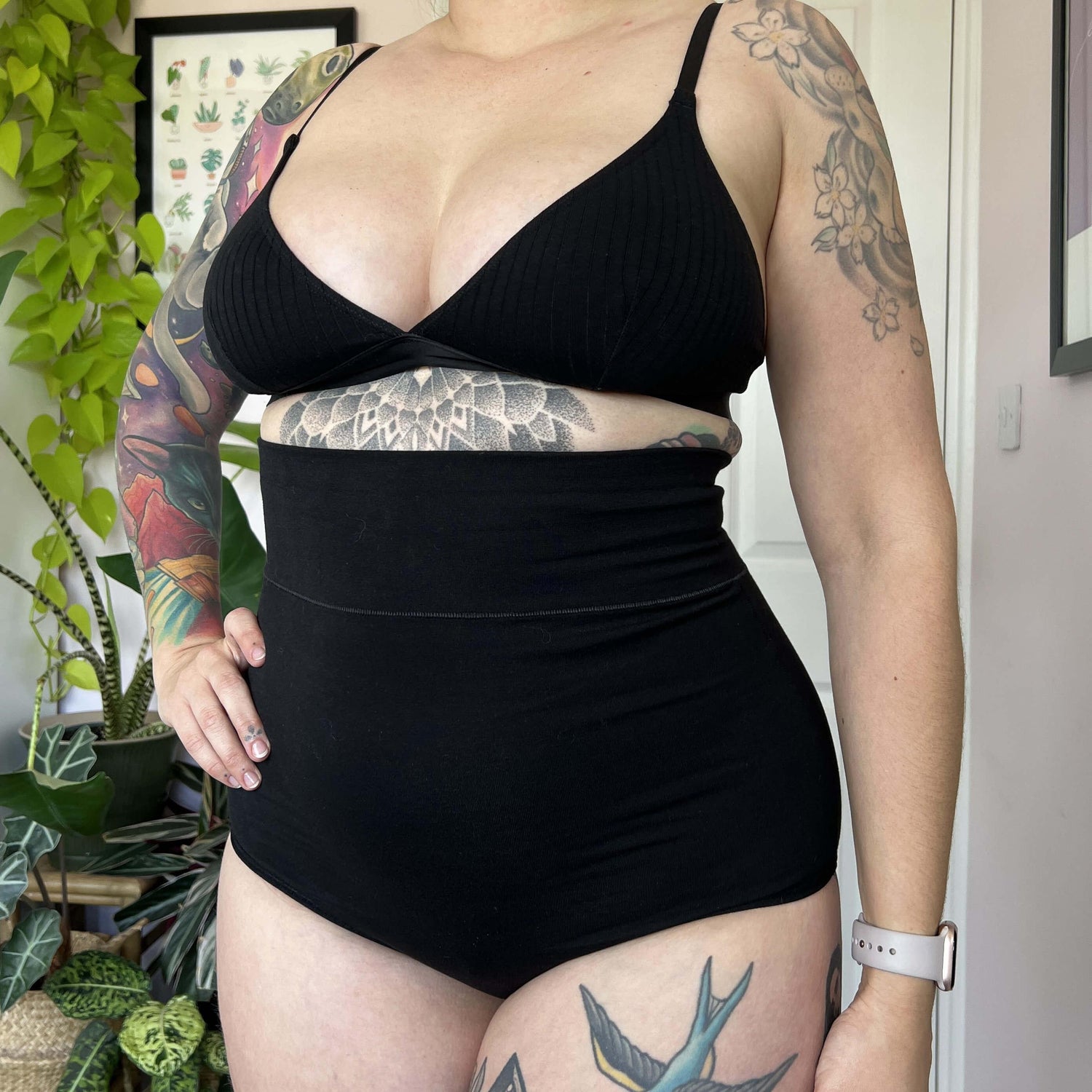 Bio-Baumwolle Super hochtailliert Slips - Schwarz