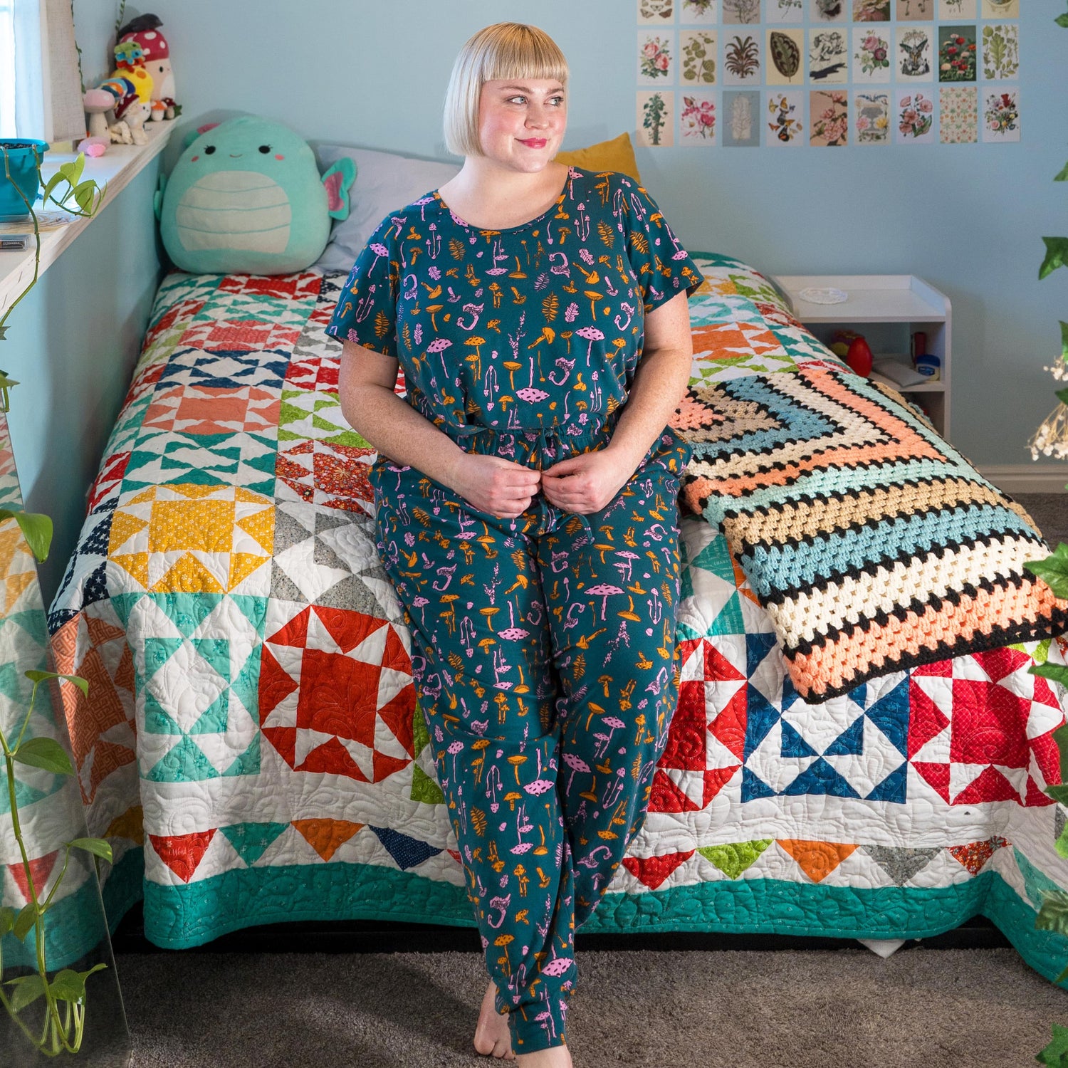 Bio-Baumwolle Pyjama-T-Shirt - Pilzflicken