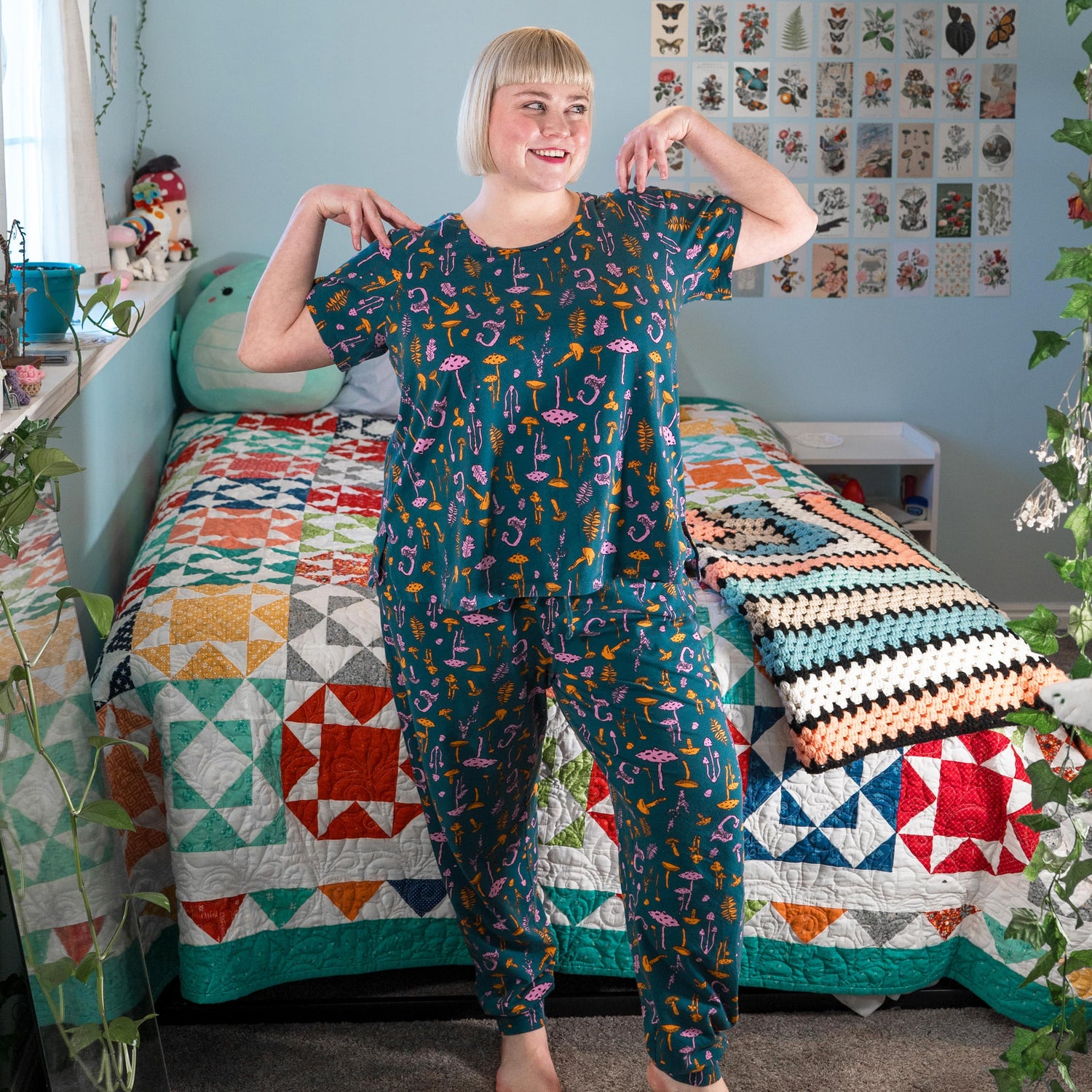 Bio-Baumwolle Pyjama-T-Shirt - Pilzflicken