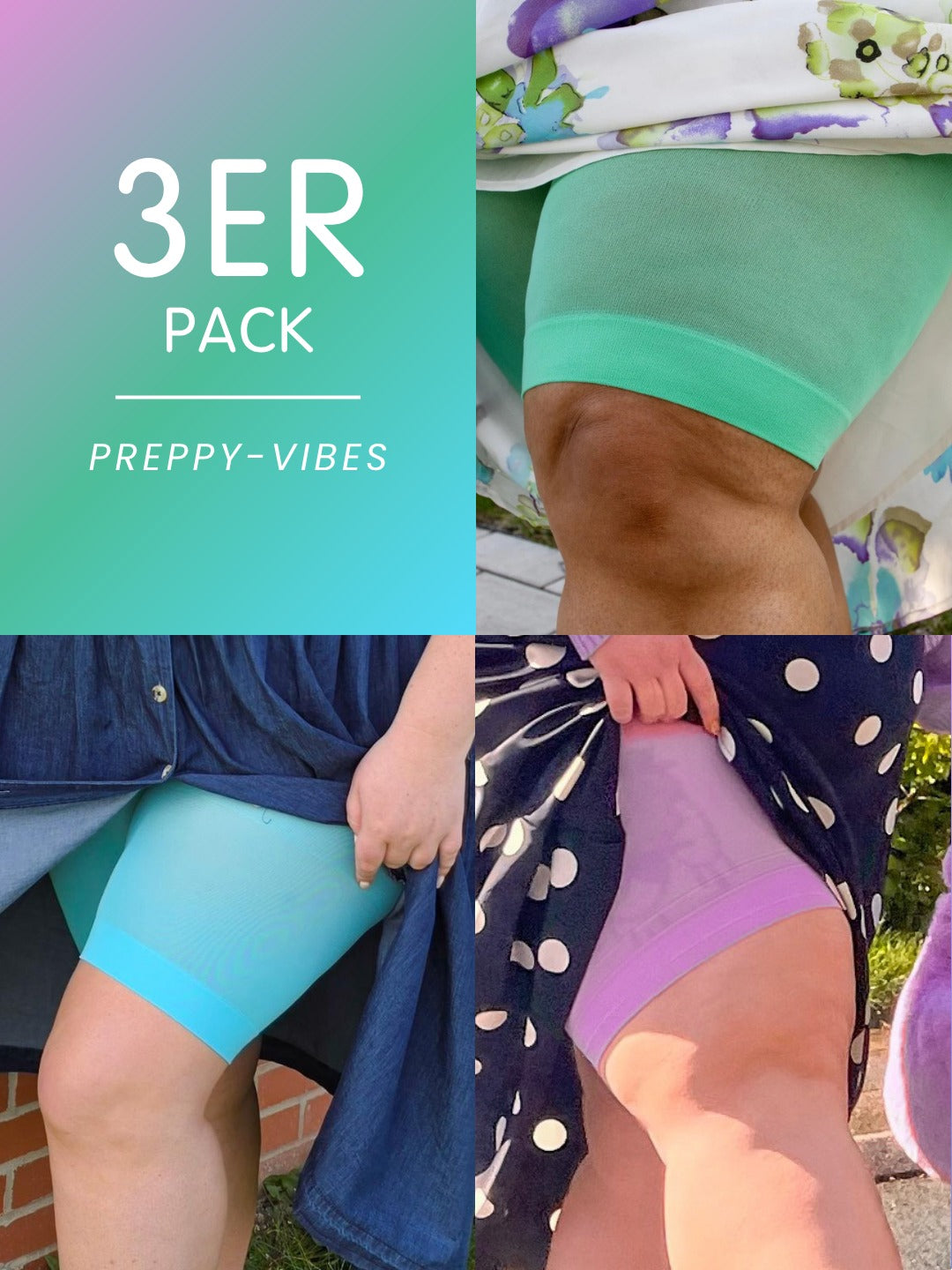 3er-Pack Preppy Vibes Bundle – Stay Cool Chub Rub Shorts