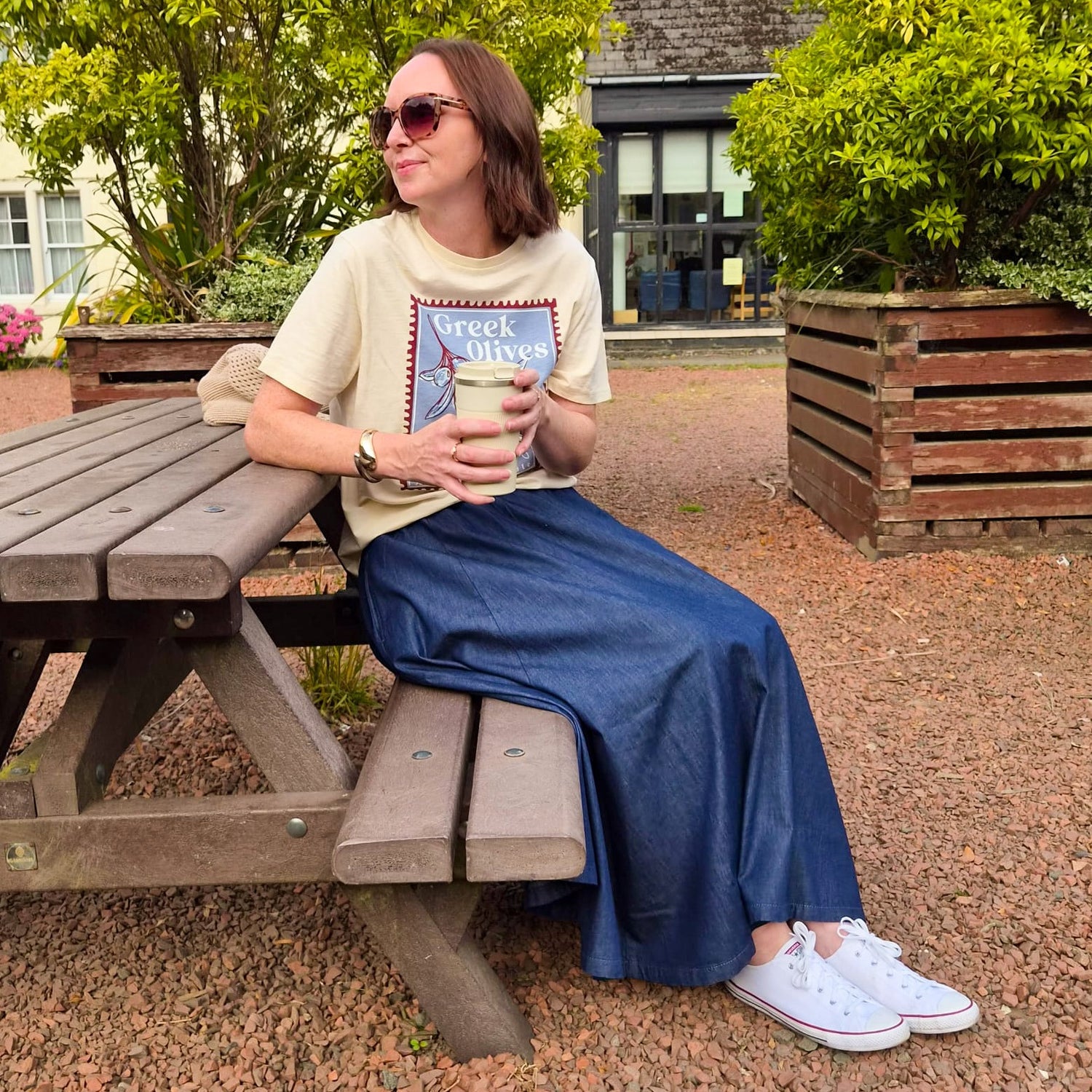 Maxirock aus Chambray – Denim
