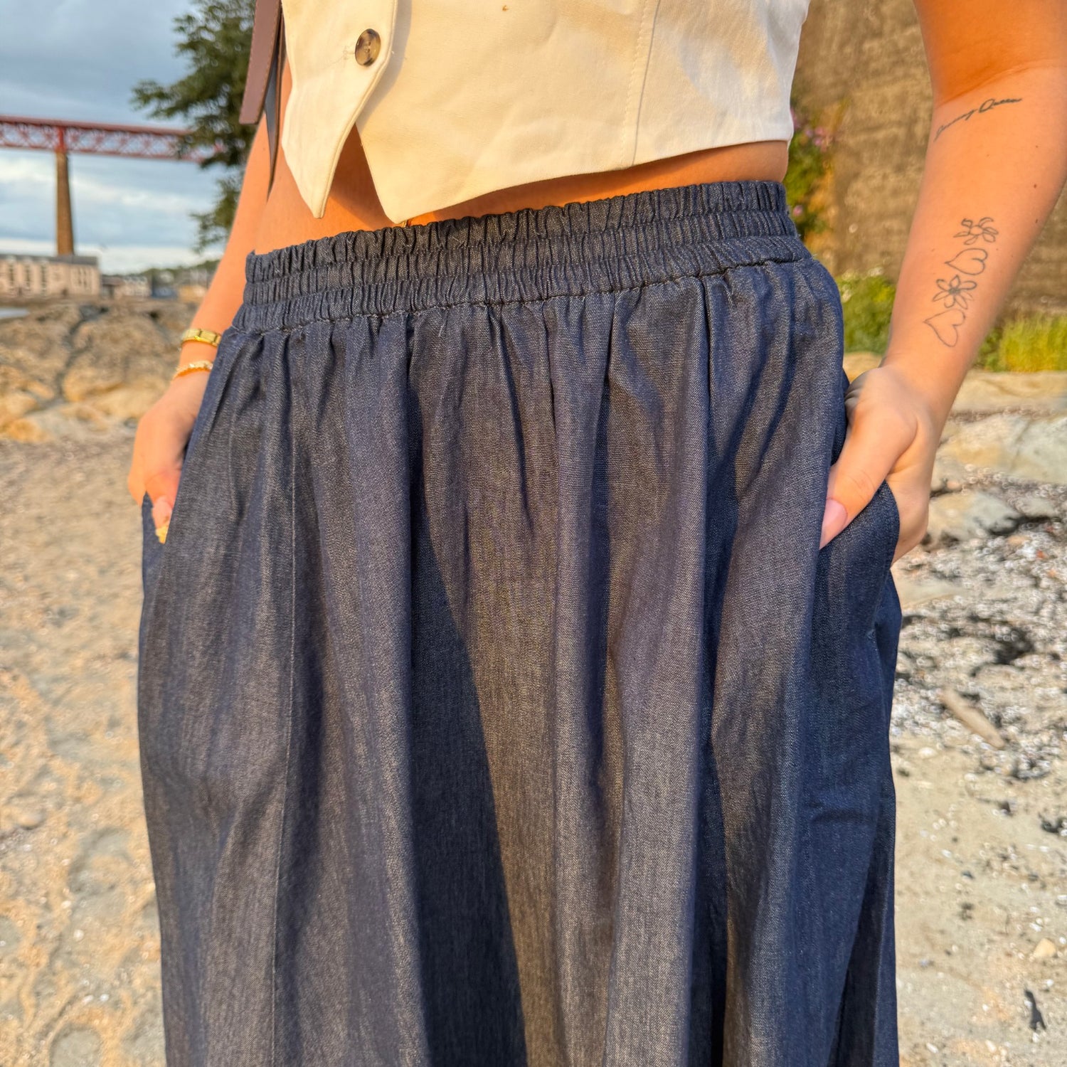 Maxirock aus Chambray – Denim