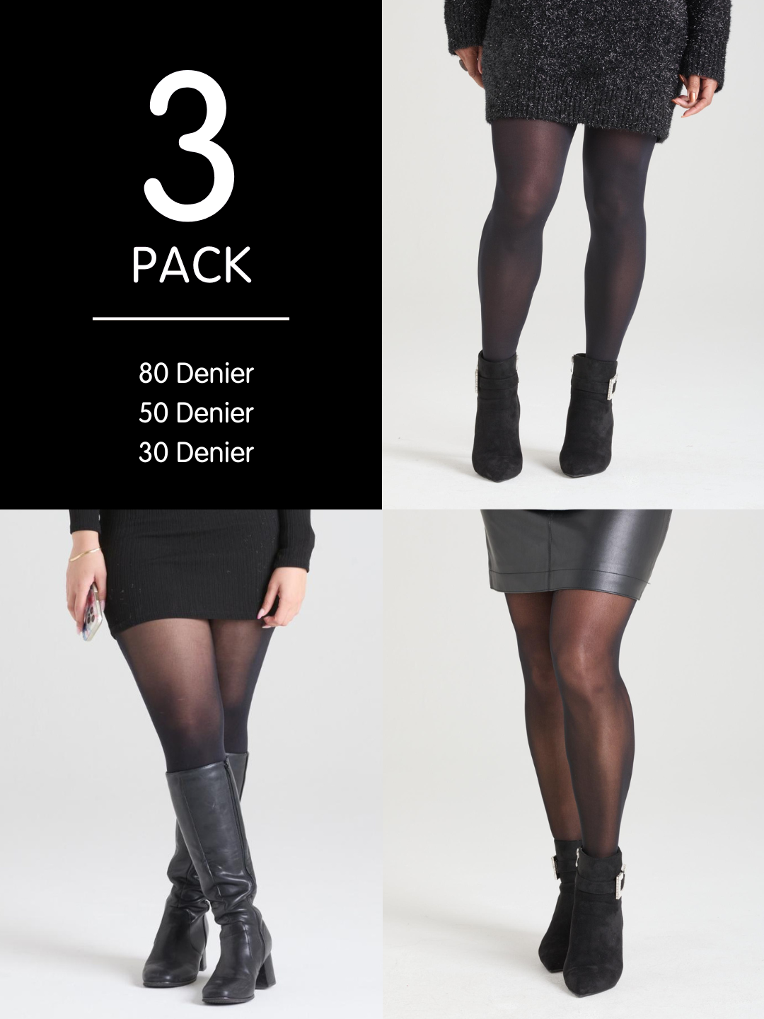 3er Pack Essential Black Strumpfhosen Bundle