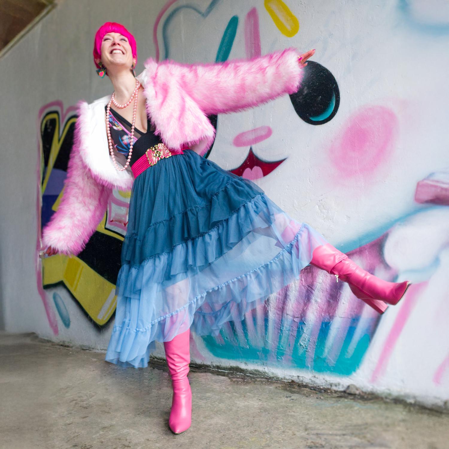 Mesh-Maxirock - Blue Ombre