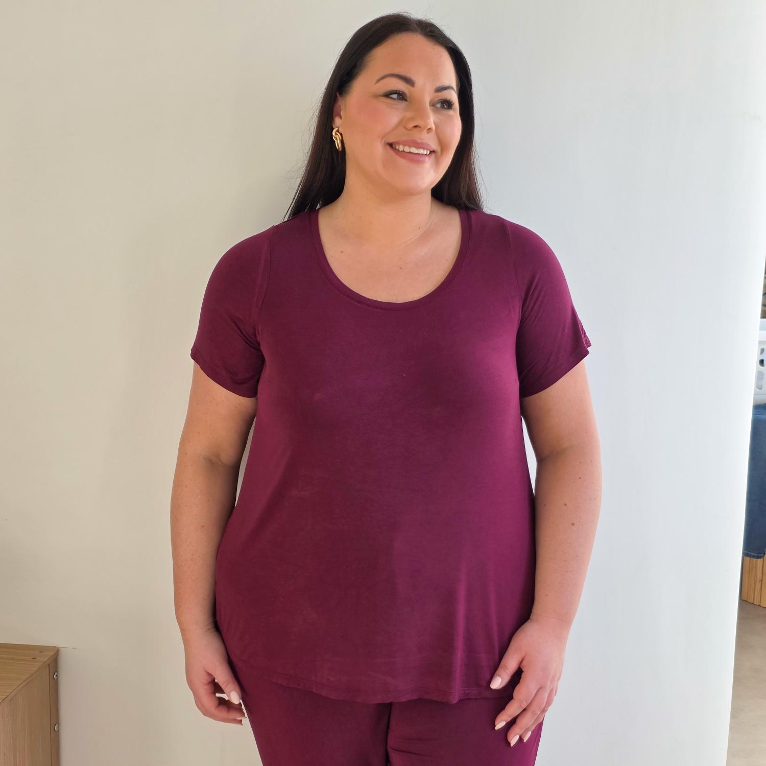 Bambus Lounge-T-Shirt - Cherry