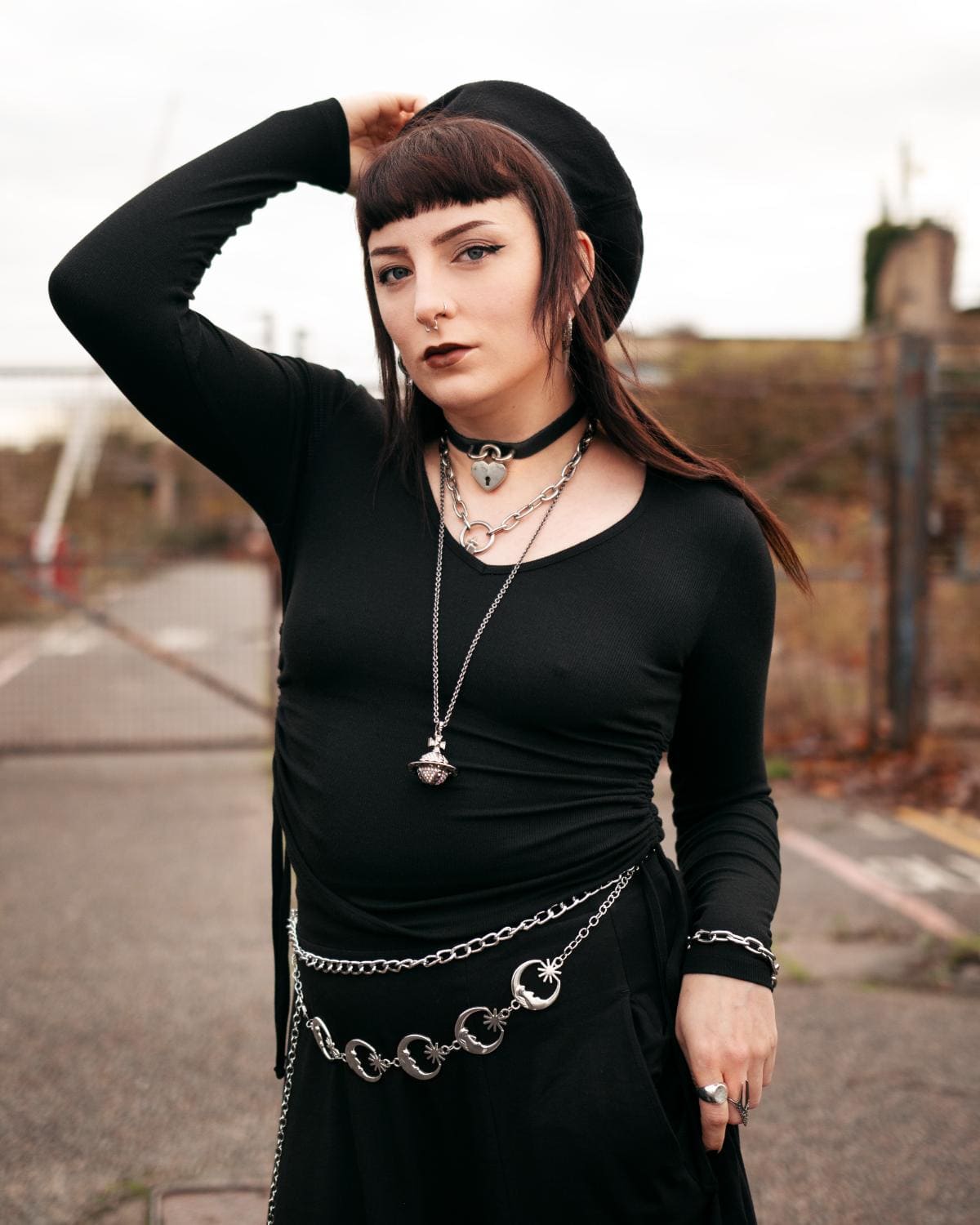 Gerafftes Ripp-Top – Schwarz