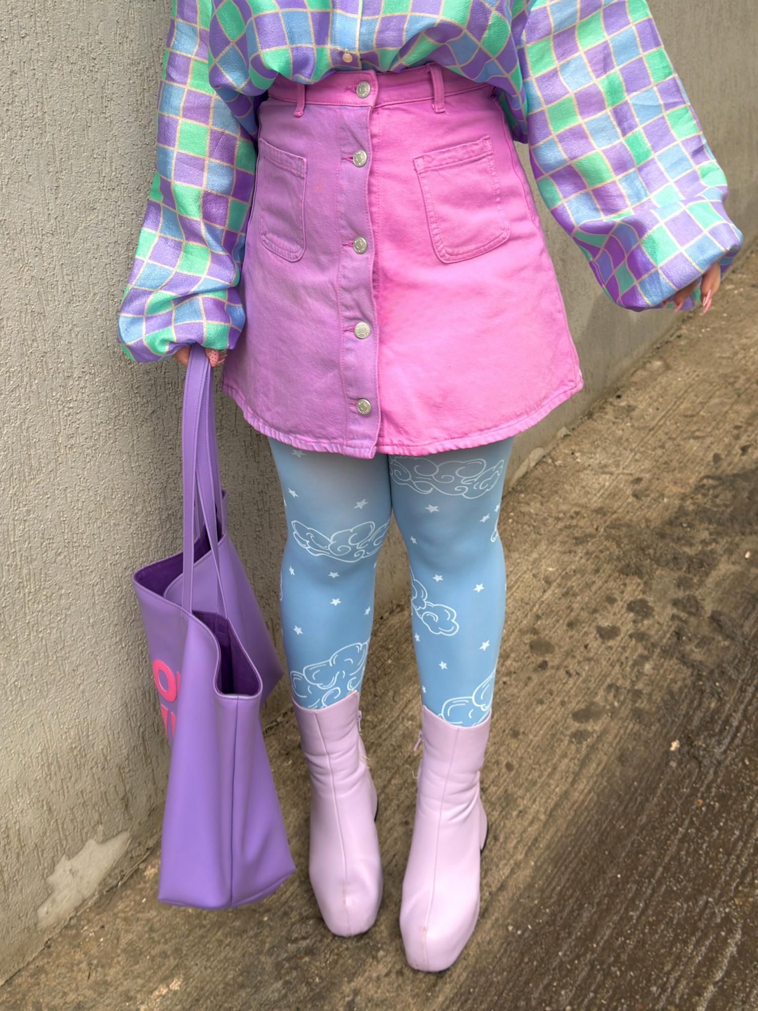 80 Denier blickdichte Strumpfhose - Woodcut Clouds