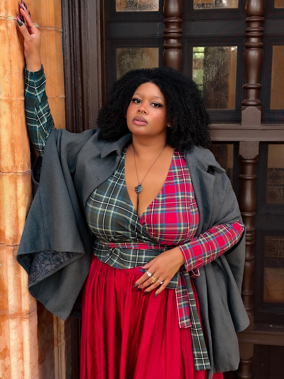Jura Duo Plaid Wickeltop - Red / Green