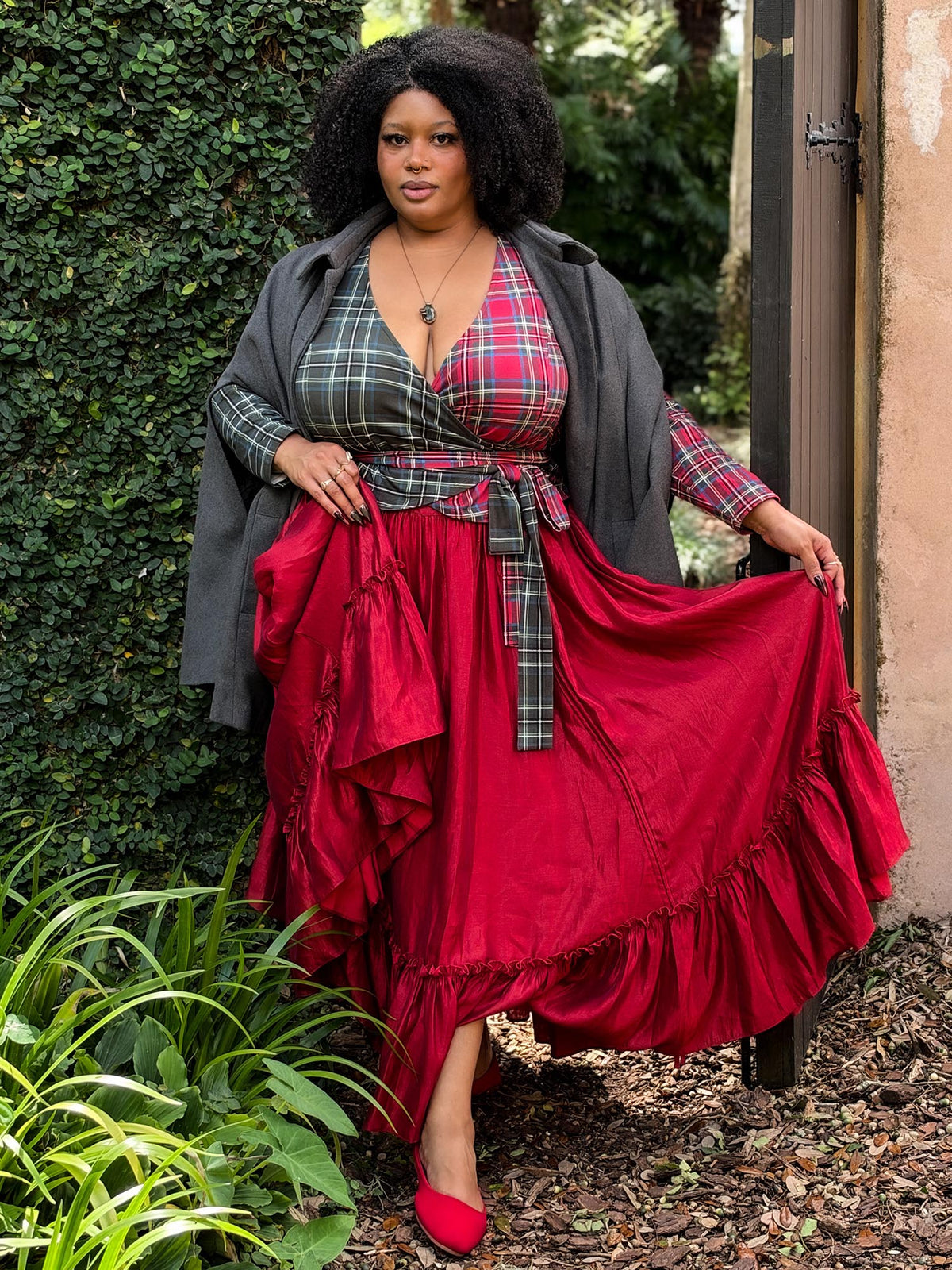 Jura Duo Plaid Wickeltop - Red / Green