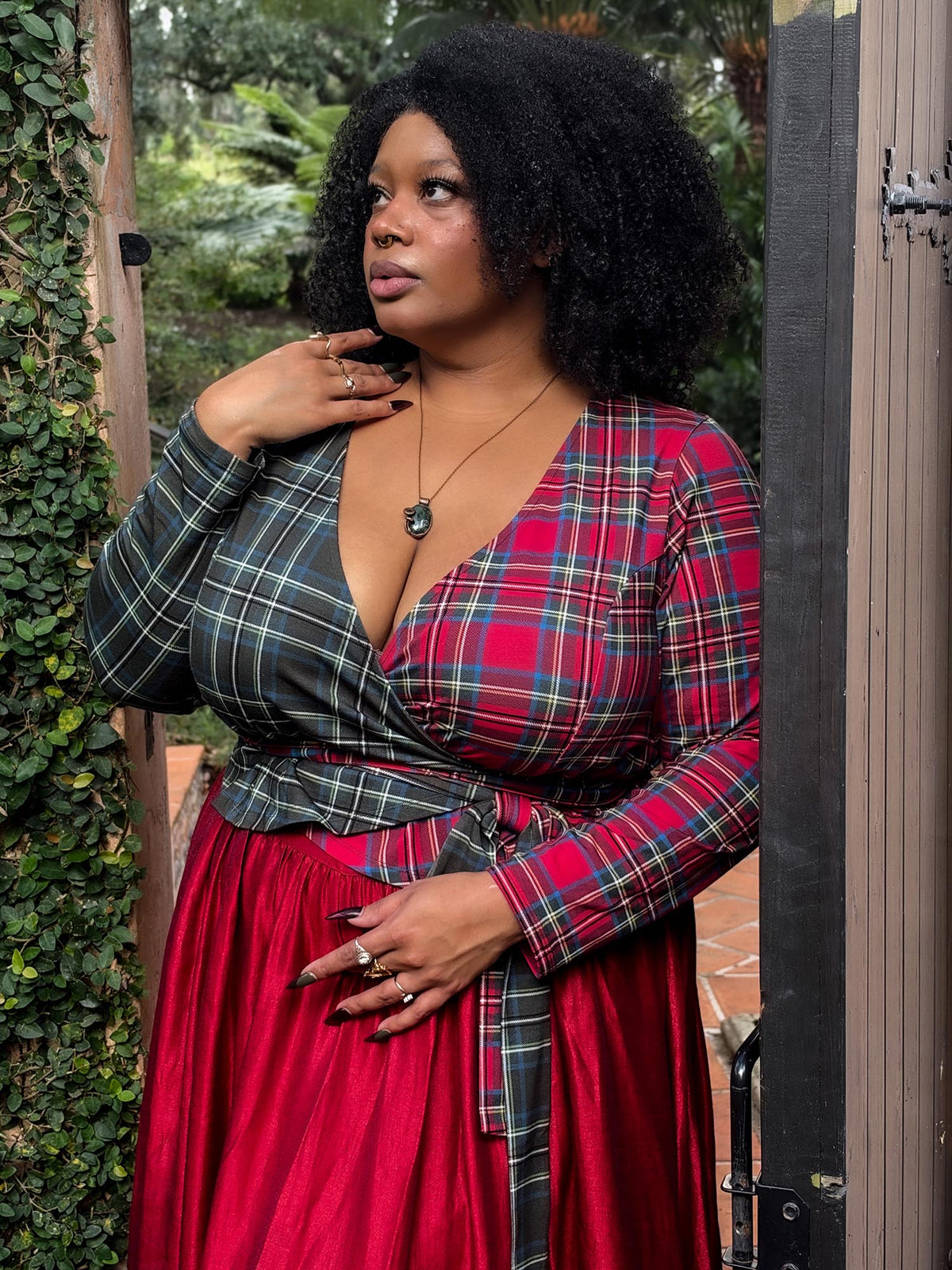 Jura Duo Plaid Wickeltop - Red / Green