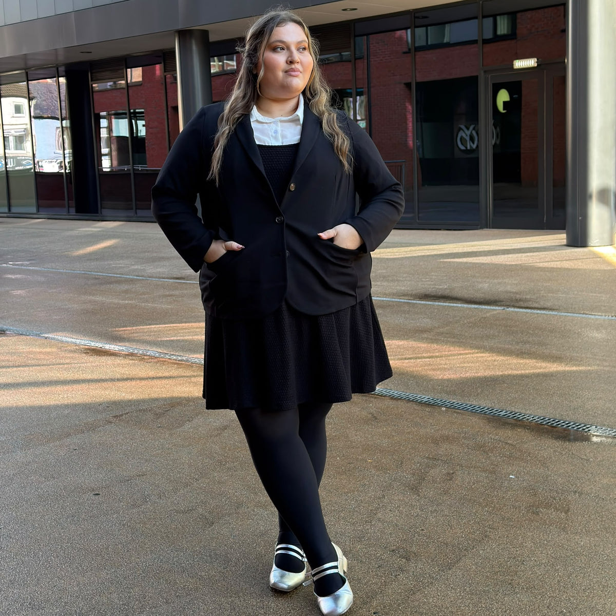 Geschneiderter Ponte-Roma-Blazer - Schwarz