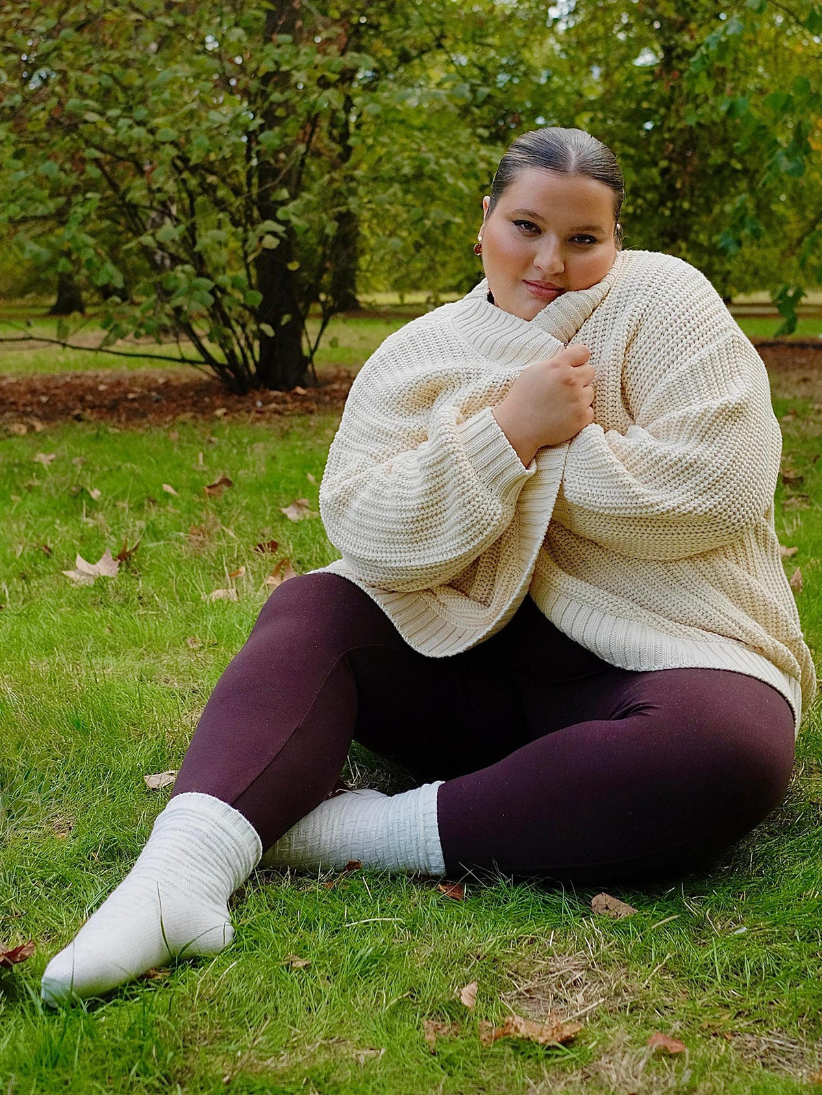 Chunky Baumwoll-Strickjacke – Creme