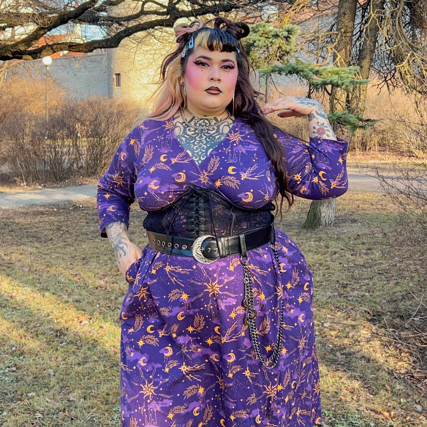 Celestial Wrap Dress - Lila / Gold