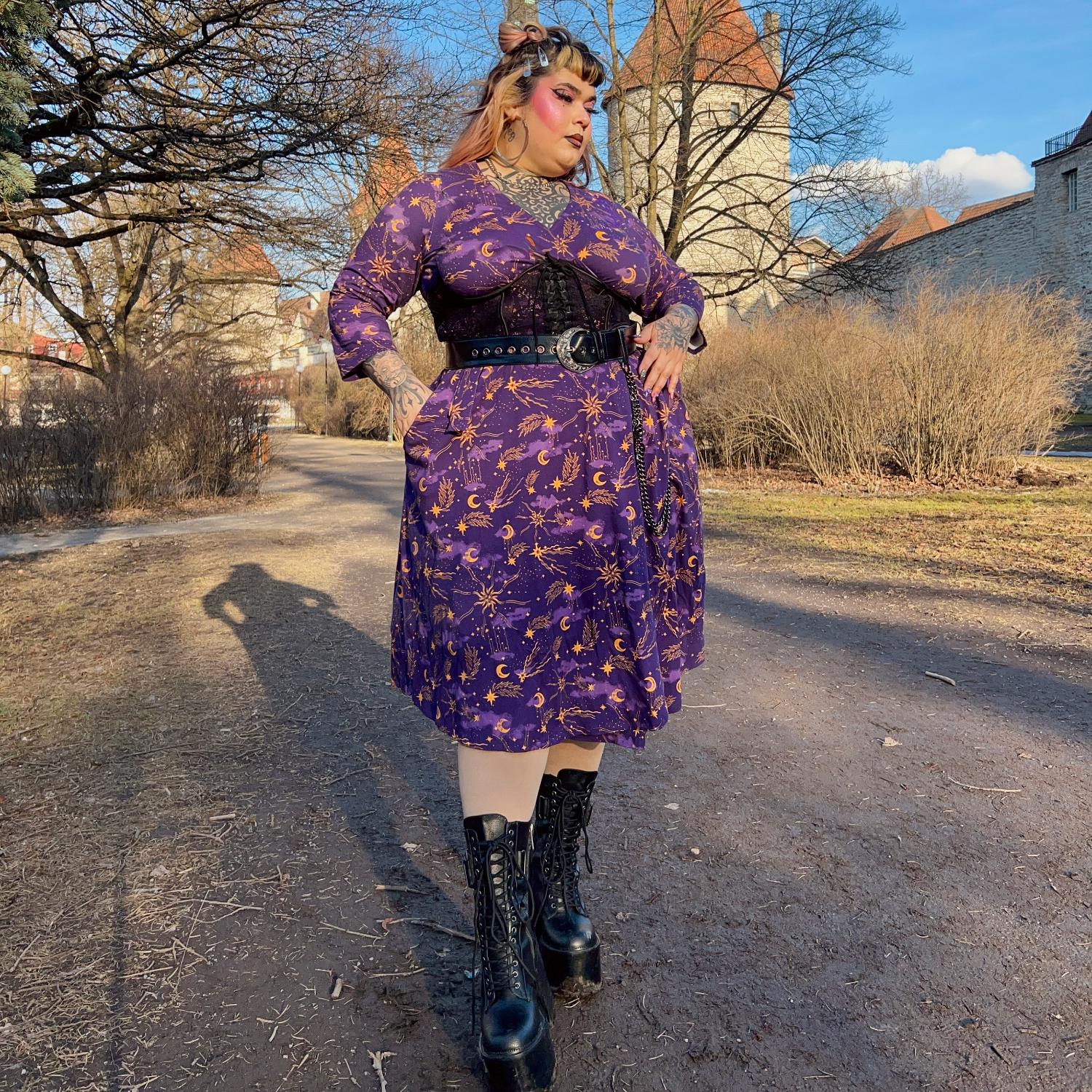 Celestial Wrap Dress - Lila / Gold