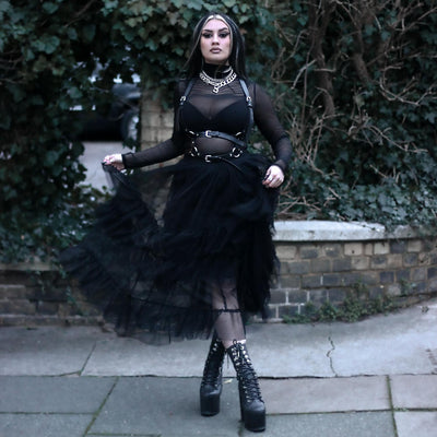 Maxi Mesh Skirt - Schwarz