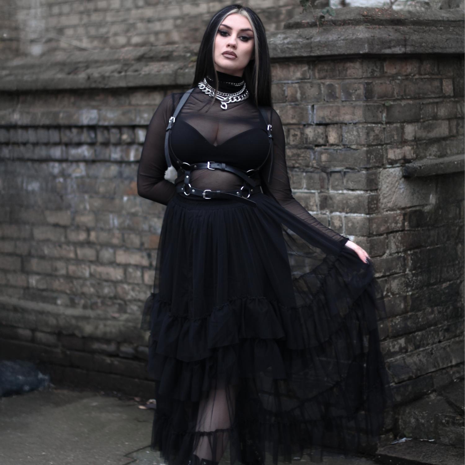 Mesh-Maxirock - Schwarz