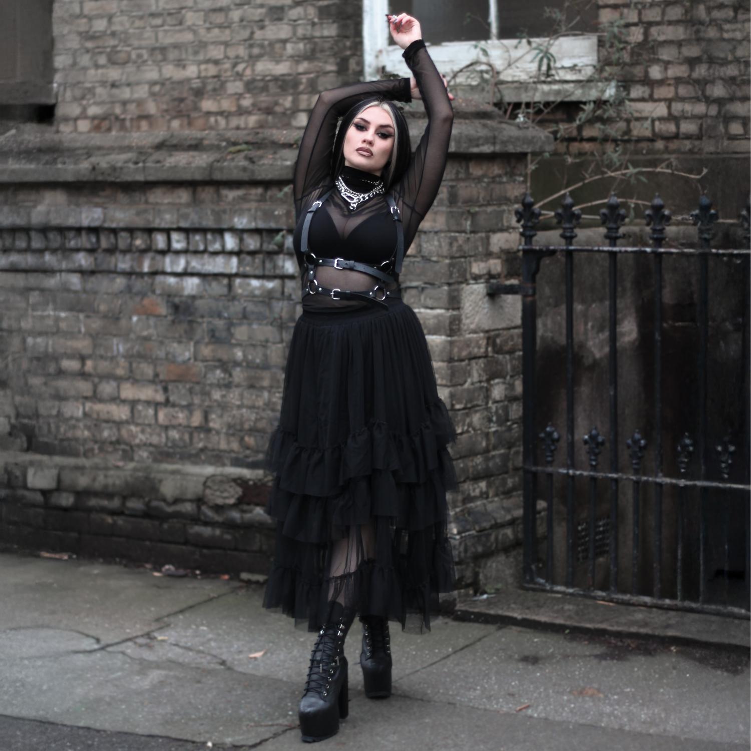 Mesh-Maxirock - Schwarz