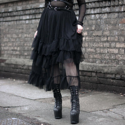 Maxi Mesh Skirt - Schwarz