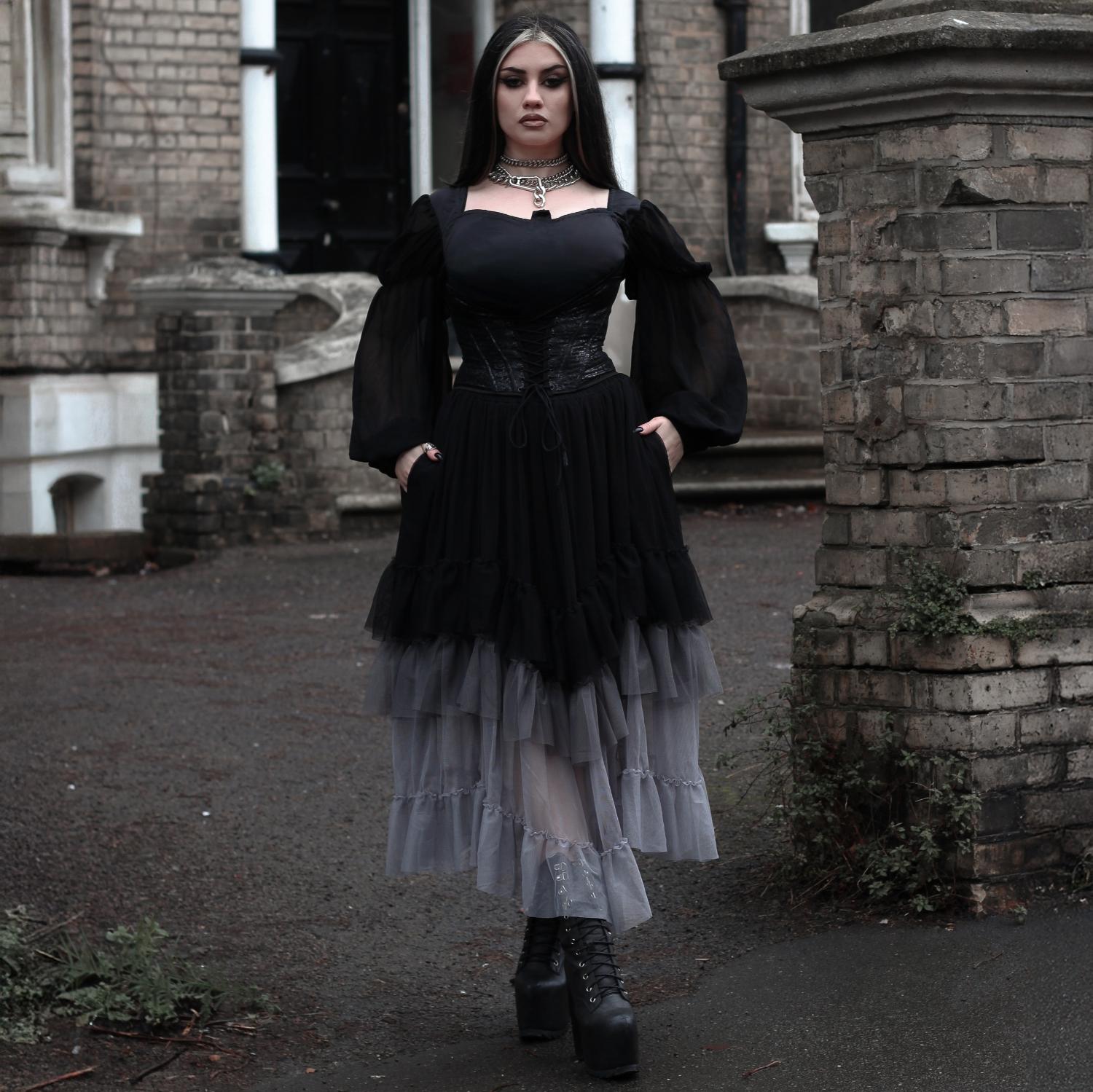 Mesh-Maxirock – Black Ombre